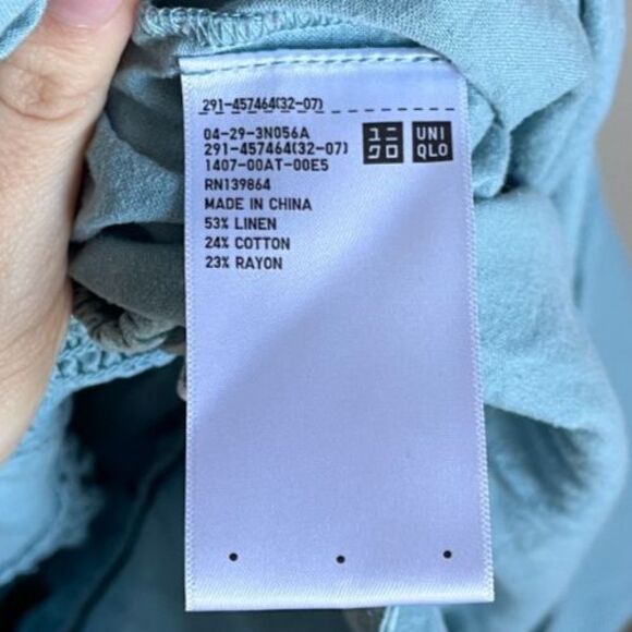 Uniqlo Linen Blend Gathered Camisole Dress in Light Blue Size SMALL - Picture 6 of 7